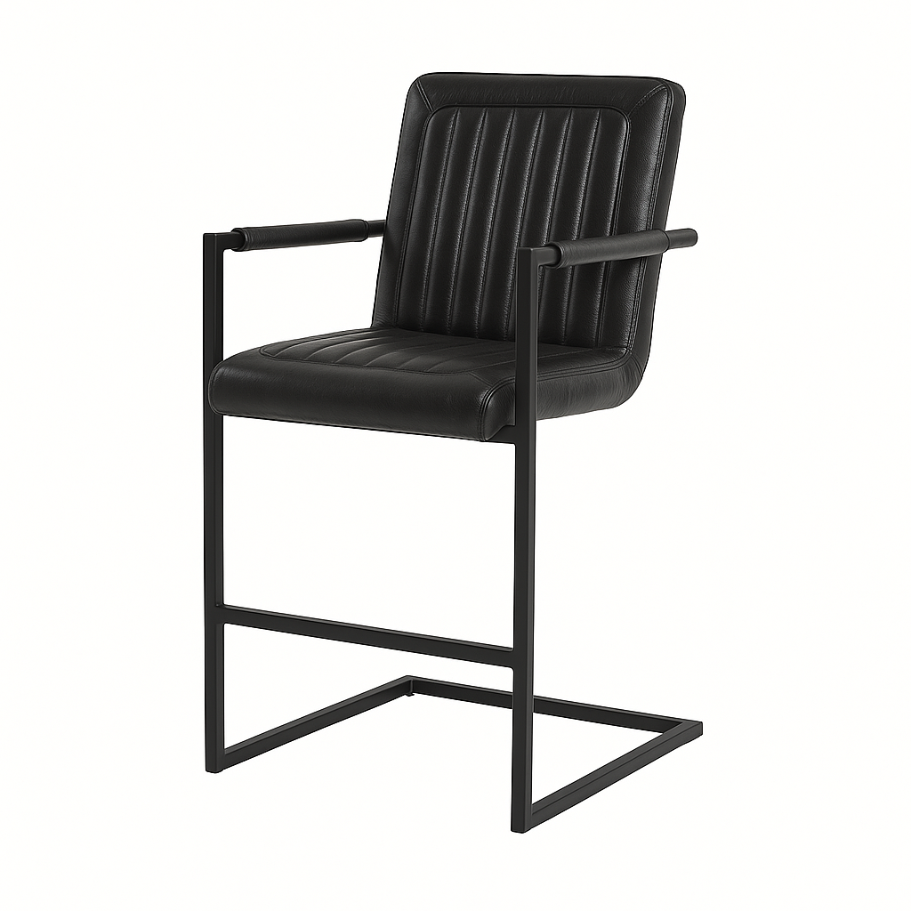 Scaun bar piele NEAGRA | model TRUM